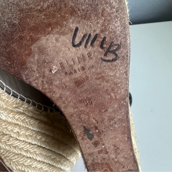 CELINE Peep Toe Wedge Espadrille Sandal Zipper - Picture 6 of 7